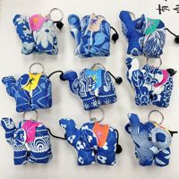 Porte-clés éléphant en tissu brodé personnalisé de Thaïlande, petits jouets en peluche, poupée éléphant en tissu