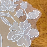 Bricolage fait à la main brodé paillettes dentelle tissu rideaux doux fleur robe de mariée décoration maille matériel pour vêtements