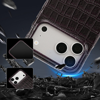 Étui de téléphone personnalisé en cuir véritable à motif crocodile vintage, étui magnétique pour iPhone 18 Pro Max