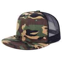 Gorra de Camionero Personalizada al por Mayor de 5 Paneles con Malla a Rayas, Visera Plana, Estilo Hip Hop, Informal, para Deportes al Aire Libre, Verano e Invierno