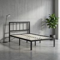Cadre de lit double en acier inoxydable durable avec sommier à lattes, sans base de sommier à ressorts, pour auberge de jeunesse, chambre d'hôtes, mobilier d'hébergement économique
