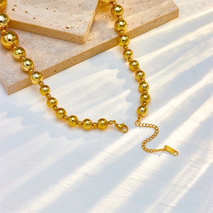 European American Fashion Gold Ball Bead Titanium Steel Clavicle Necklace Party Jewelry N1940 - Product Image 3
