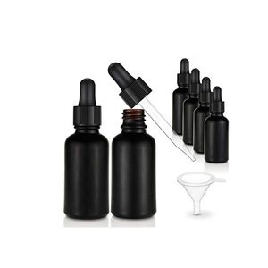 LLG Offre Spéciale 2oz noir mat 60ml bouteille en verre d'huile essentielle givrée avec pipette compte-gouttes pour cosmétique maison - Product Image 1
