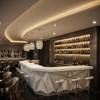 Ensemble de comptoir de bar en forme de L personnalisé en matériau solide blanc avec design diamant pour salon