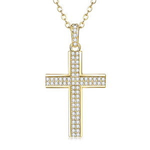 Collar Adodo Vintage con Cruz Ortodoxa, Joyería de Moda con Incrustaciones de Circonio, Chapado en Oro de 14k, Resistente al Deslustre y al Agua, Elegante - Product Image 1