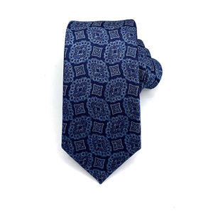 Индивидуальный Дизайн, Элитные Мужские Галстуки 8 см, Коричневые, в Полоску с Цветочным Узором (Листья), для Бизнеса, 100% Шелк, Вышитые, Экологичные - Product Image 3