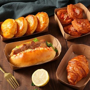 Kağıt tepsiler tek kullanımlık Kraft kağıt karton gıda tekne tepsi Fast Food Materiel Hotdog tatlı sert kutuları aperatifler kuşe kağıt KW 300g - Product Image 3