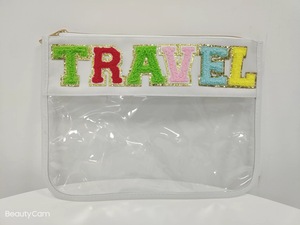 Sac de voyage transparent OEM en PVC avec fermeture éclair, motif monogramme « Mama Things Beach Patch », pour cosmétiques, en nylon, étanche - Product Image 4