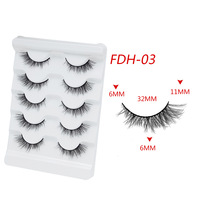Lot de 5 paires de faux cils en vison synthétique effet renard, cils en bande 3D volumineux en soie effet œil de chat, boîte personnalisée marque privée