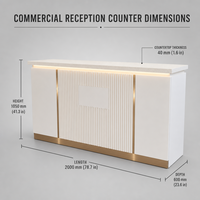 Comptoir de réception de salon personnalisé en MDF de luxe avec éclairage LED et design durable pour utilisation commerciale à l'accueil