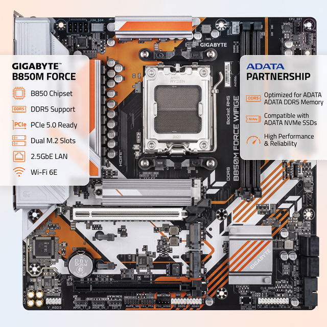 GIGABYTE B850M FORCE AM5 Motherboard 9800X3D CPU 32GB DDR5 6000 CL30 XPG RAM Gaming PC Bundle Combo Wholesale in Stock