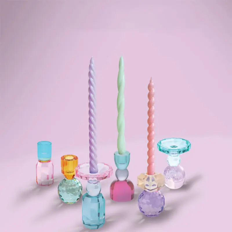 Ücretsiz örnek avrupa romantik ev düğün dekor Minimalist Tealight standı renkli K9 kristal mumluk