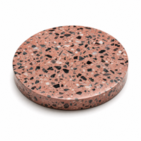 Sous-verre en terrazzo artisanal moderne avec motif de luxe, ensemble de dessous-de-verre ronds en pierre pour table basse, bar à domicile, décoration de bureau