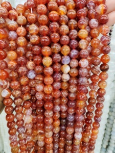 Độc đáo màu đỏ lửa mã não hạt đá sợi lỏng 6mm 8mm 10mm đánh bóng vòng hạt đối với trang sức làm - Product Image 2