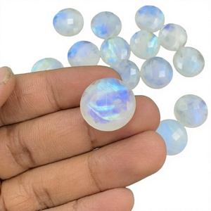 Piedra Lunar Natural Redonda, Color Blanco Nieve Pulido, para Joyería, Gema Suelta MRGEMS - Product Image 3