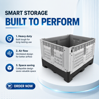 Container Plástico Dobrável Reforçado 1200x1000x860mm para Armazenamento Industrial e Agrícola de Grande Volume