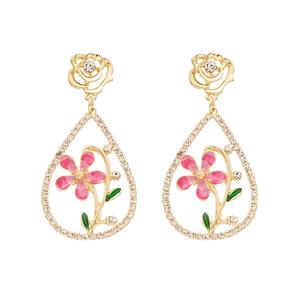 Pendientes de tuerca de flor de lágrima de estilo Retro de moda para mujer, regalo de joyería de aleación de Metal elegante único - Product Image 4