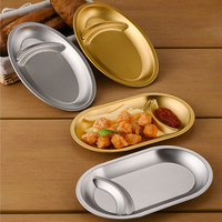 Assiette à collation coréenne en acier inoxydable doré avec compartiments, idéale pour frites, boulettes et accompagnements (type KTV), avec coupelle à vinaigre