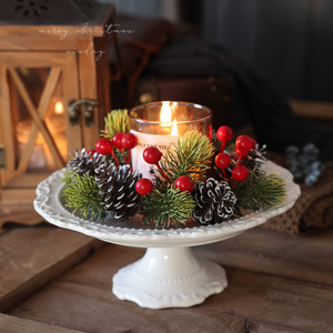 Christmas Gift <b>Small</b> <b>wreath</b> Candlestick Desktop Arrangement Ornaments Christmas Eve Candlelight Dinner Accessories Decorations - Product Image 4