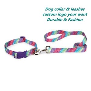 Laisse de collier de <span class=keywords><strong>chien</strong></span> imprimé en polyester avec logo en <span class=keywords><strong>caoutchouc</strong></span> personnalisé écologique de haute qualité lanière réglable - Product Image 3