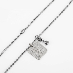 yunnique Antique Silver Titanium Steel Dumbbell Pendant <b>Necklace</b> With Inspirational English Quote For <b>Couples</b> Unisex Gift - Product Image 4