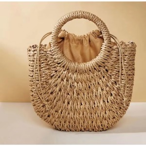 Muestra Gratuita: Bolso de Playa con Asa Superior, Bolso de Mano, Bolso Cesta de Paja, Bolso Tote Retro Hecho a Mano con Asa Redonda, Bolsos de Ratán con Anillo - Product Image 5