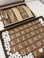Ensemble cadeau de fiançailles personnalisé, plateau en bois pour souvenir de mariage, pour la demande en mariage, décoration de cérémonie