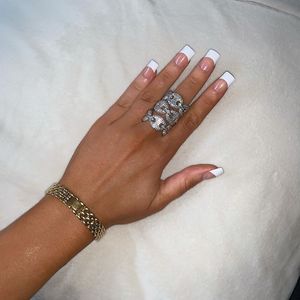 Micro Pave CZ Hip Hop <span class=keywords><strong>Rock</strong></span> <span class=keywords><strong>Punk</strong></span> gioielli da donna con dita ghiacciati Bling Band di fidanzamento anello del muso di maiale simbolo religioso cristiano - Product Image 3