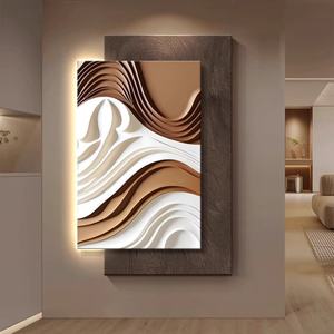 Pintura Decorativa Minimalista para Entrada, Textura de Arenisca, Cuadro para Colgar en la Pared del Sofá, Mural Abstracto 3D Avanzado con Lámpara - Product Image 6