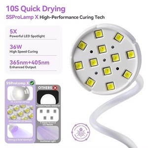 Lampe UV professionnelle 36W pour ongles, séchage rapide, lampe LED de polymérisation, 3 minuteurs, lumière de manucure réglable à 360°, rechargeable, pour gel X, usage domestique - Product Image 3