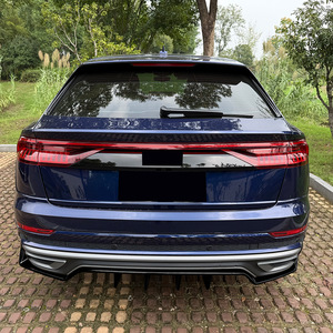 Audi Q8 4M Sline 2019-23 Rear Lip Spoiler Three Section Matte Piano Black Carbon Fiber Texture Tuning Style - Product Image 1
