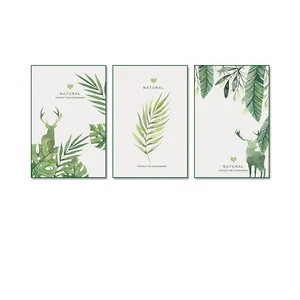 Art Picture Frames for Home Decor Green Abstract Leaves Painting Canvas Art Wall Wood 3 Piece/set Wall Deco DXBD-486 CN;ANH CMYK