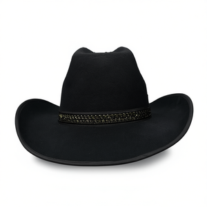 Cappello da Cowboy Texano in Feltro Nero a Tesa Larga per l'Estate, Stile Casual Unisex per Adulti - Product Image 1