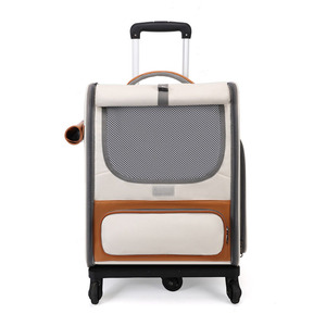 Valise à roulettes avec ventilation - Sac de transport pliable pour deux chats et un chien, grande capacité, chariot portable pour animaux de compagnie - Product Image 2