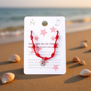 Cavigliera Angelina a Sette Nodi in Acciaio Inossidabile Rosso, Charm Protettivo, Gioielli Moda Donna - Product Image 2