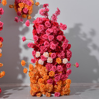 K26 Rose Silk Pink Orange Décoration florale pour tour de gâteau de mariage, arche de fleurs en forme de corne et arrangement floral