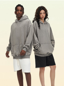 H5567 Nouveautés Vente en gros Personnalisé Épais 450 g/m² Sweats à capuche doublés en molleton bouclette effet délavé à l'acide - Product Image 2