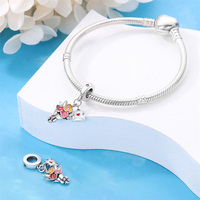 Breloques Pendentifs en Forme de Bagages d'Avion et Fleurs, Style Touristique, en Cuivre Plaqué Argent, pour Bracelets DIY, Logo Personnalisé, Petite Quantité