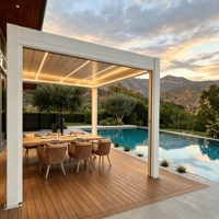 Kit de pergola à lames orientables en aluminium imperméable, gazebo extérieur à toit motorisé avec éclairage LED, prix usine