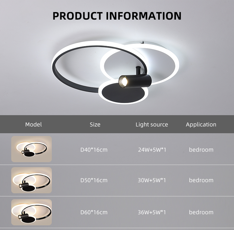 New Design Lighting Dimmable Kids Room Aluminum Black Modern Led Ceiling Lights For Living Room