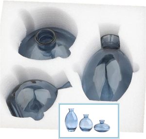 Ensemble de vases à fleurs <span class=keywords><strong>en</strong></span> <span class=keywords><strong>verre</strong></span> d'art pièce maîtresse de mariage <span class=keywords><strong>vase</strong></span> à bourgeons <span class=keywords><strong>en</strong></span> <span class=keywords><strong>verre</strong></span> rond floral bleu de luxe <span class=keywords><strong>pour</strong></span> fleurs - Product Image 4