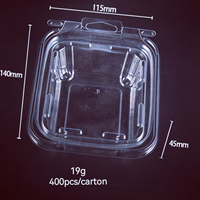Emballage de boîte à clapet en plastique végétal transparent recyclable personnalisé Récipient à salade pour animaux de compagnie avec couvercle Récipient à fruits en plastique