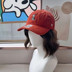 47 ब्रांड बहुमुखी पेक्ड टोपी नरम शीर्ष धोया नारंगी बेसबॉल कैप पुरुषों के लिए महिलाओं के लिए कर्व्ड ब्रेम कोहनी पैटर्न - Product Image 3