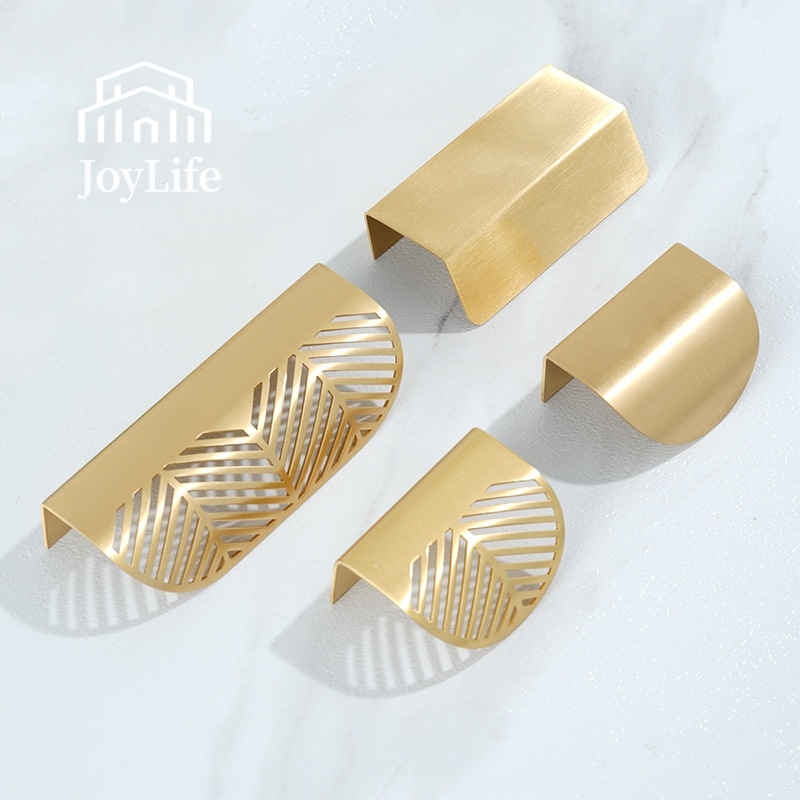 Brass Medicine Cabinet Solid Hollow Invisible Pull Handle Wardrobe Closet Furniture Modern Minimalist Hidden Door Handle