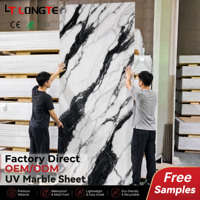 Panel de PVC con Recubrimiento UV Efecto Mármol, Impermeable, para Renovación de Baños, Revestimiento de Paredes, Azulejo Plástico de Lujo, Venta al Por Mayor