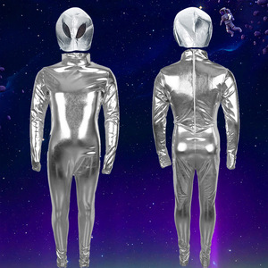 Traje de Cosplay de Extraterrestre Plateado con Casco de Esponja, Disfraz de Halloween sin Costuras para Niños - Product Image 1