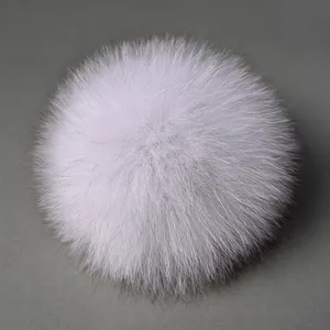 Fur Pom KAZUFUR High Quality 8-15cm Real Fox Fur Pom Poms Snap For Beanie Hats