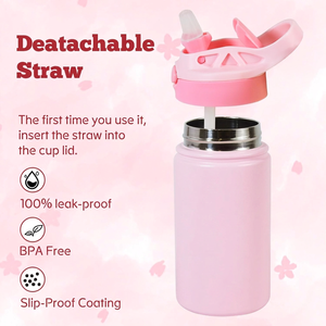 <span class=keywords><strong>Gobelet</strong></span> isotherme de 12 oz en acier inoxydable avec revêtement poudré, personnalisable, avec bouchon à clapet, pour enfants, modèle Bounce - Product Image 5