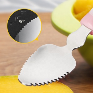 Cuillères à <span class=keywords><strong>pamplemousse</strong></span> avec bords dentelés, cuillère à gratter, acier inoxydable 304 de bonne qualité, alimentation des bébés en fruits - Product Image 3