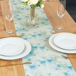 Hiện Đại Tùy Chỉnh In Hoa Hoa Rose Voan Bảng <span class=keywords><strong>Runner</strong></span> Đầy Màu Sắc Màu Xanh Hồng Màu Xanh Lá Cây Tím Cho Đám Cưới - Product Image 4